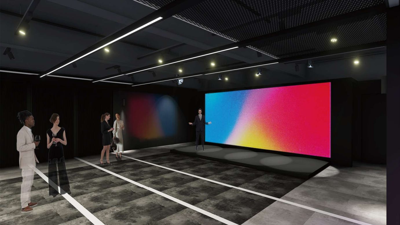 【新橋駅1分】各種パーティーやセミナーに適した黒を基調としたシックな雰囲気の貸切イベントスペースの画像