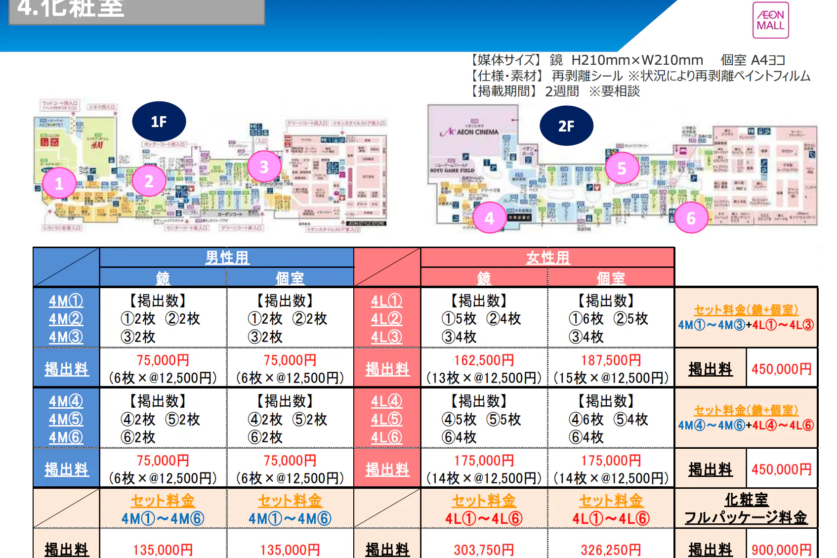 【イオンモール天童】モール内広告 化粧室
