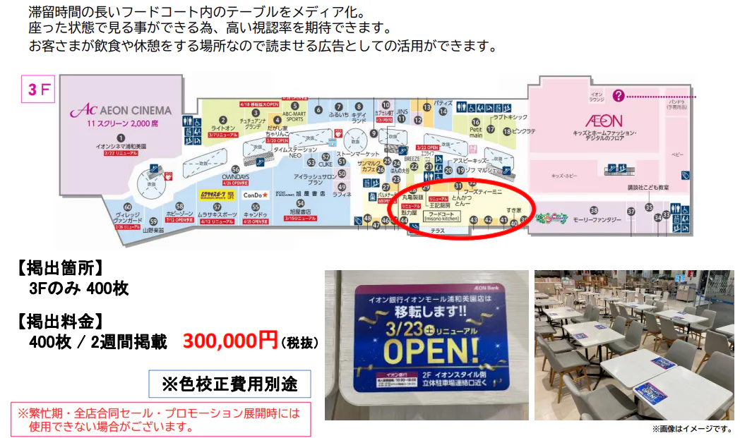 【イオンモール浦和美園*】モールメディア③フードコートステッカー