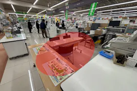 【HIヒロセスーパーコンボ臼杵店】プロモーションイベントに最適なホームセンターの食品側レジ横ギフトコーナー