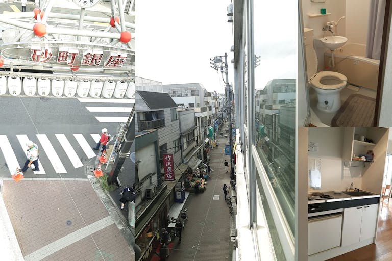 ミニキッチンあり。商店街に面してます