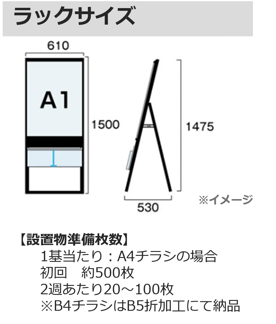 【あまがさきキューズモール】あまがさきキューズモール【メディア】「③ポスター付きチラシラック」