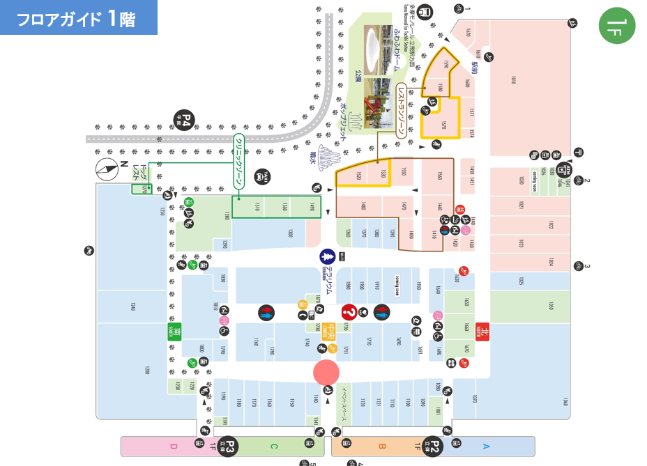 【ららぽーと立川立飛】1階 吹き抜けスペース
(立体駐車場側中央 )