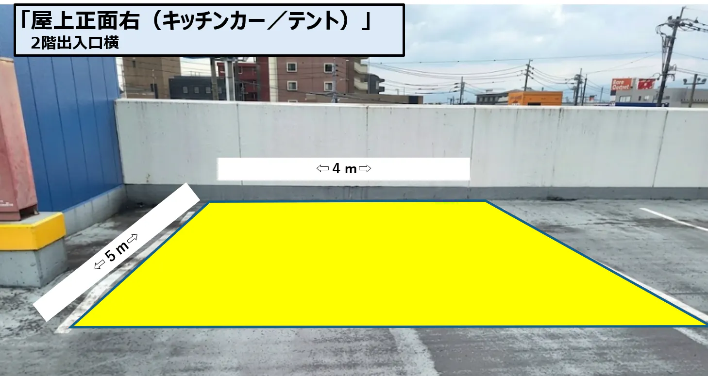 【スーパーセンタートライアル久留米上津店】屋上正面右（キッチンカー／テント）