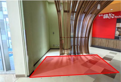 【あべのキューズモール】「⑮3F フードコート入口」実演販売も可能な食物販向き催事スペースの画像