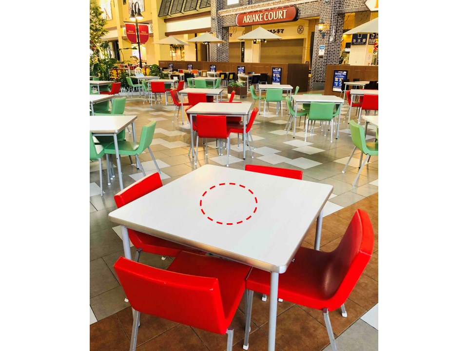 【イオンモール大牟田】モール内広告 フードコートテーブルシール