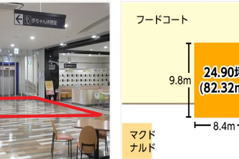 【イオンモール猪名川】各種プロモーションや物販に最適なフードコート側エレベーター前の催事イベントスペース