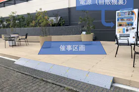 【マーケットスクエア中山寺】「1F入口横テラス」食物販や飲食、屋外イベントやプロモーションに最適なスペース