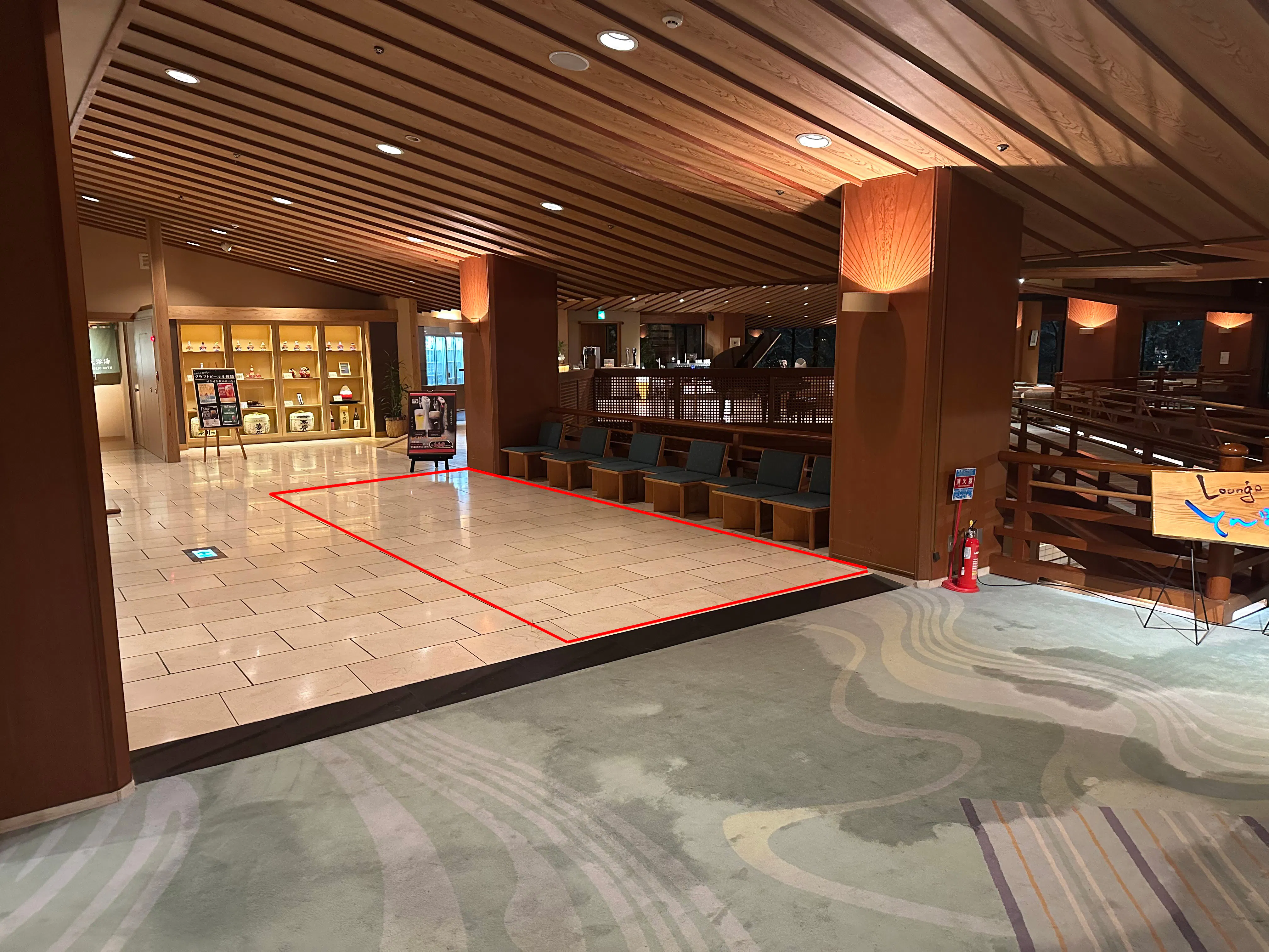 【會津芦ノ牧温泉 大川荘】宿泊者向けの物販やプロモーションにおすすめのロビーのイベントスペース